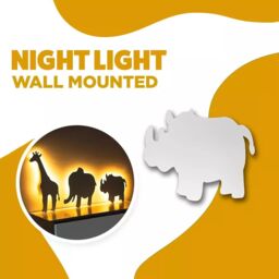 Marco Paul Rhino Wall Night Light Kids Safari Nursery Nightlight Children's Lamp Gift Xmas in White - thumbnail 4