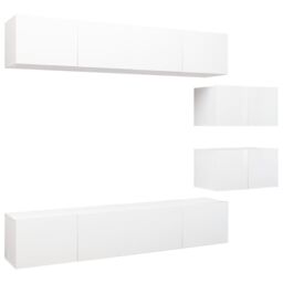 Berkfield Home 6 Piece TV Cabinet Set White Engineered Wood - thumbnail 2
