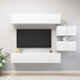 Berkfield Home 6 Piece TV Cabinet Set White Engineered Wood - thumbnail 1