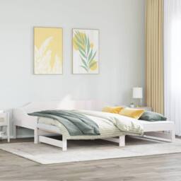Berkfield Home Daybed with Trundle without Mattress White 90x200 cm Solid Wood - thumbnail 4