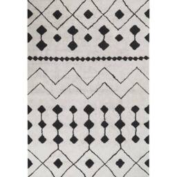 Wyld and Coco Runes Rug Off-White and Charcoal Cotton Geometric Tassels in White - Size: 140 cm x 200 cm - thumbnail 2