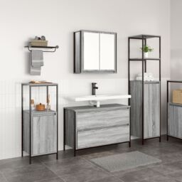 Berkfield Home 3 Piece Bathroom Furniture Set Grey Sonoma Engineered Wood