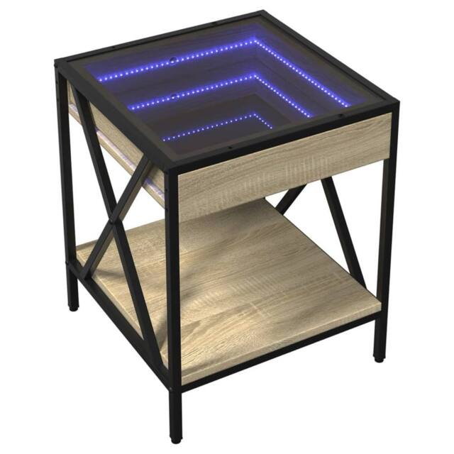 Berkfield Home Decorative Coffee Table with Infinity LED Sonoma Oak 40x40x49 cm in Light Brown - Size: 40 x 40 x 49 cm - image 1