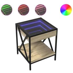 Berkfield Home Decorative Coffee Table with Infinity LED Sonoma Oak 40x40x49 cm in Light Brown - Size: 40 x 40 x 49 cm - thumbnail 3