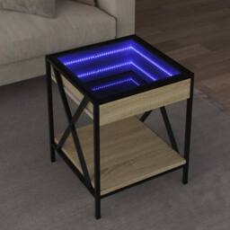 Berkfield Home Decorative Coffee Table with Infinity LED Sonoma Oak 40x40x49 cm in Light Brown - Size: 40 x 40 x 49 cm - thumbnail 2