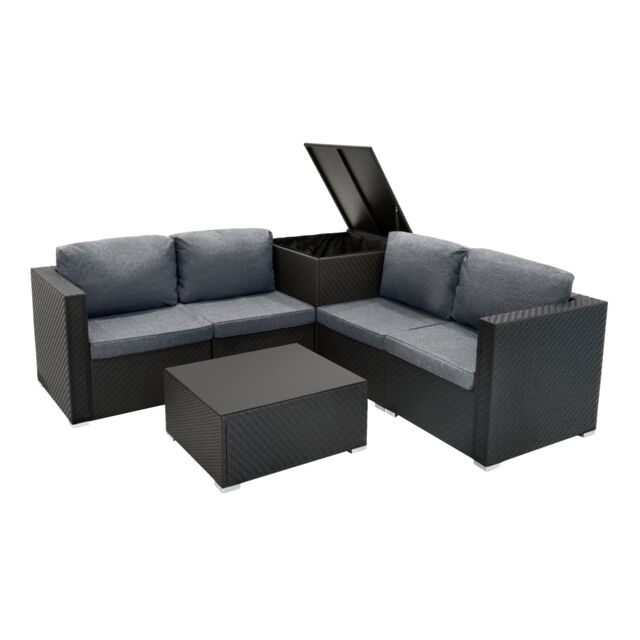 Monstershop Rattan Modular 6 Piece Furniture Set - Black - image 1