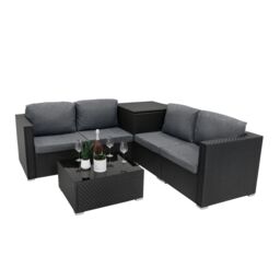 Monstershop Rattan Modular 6 Piece Furniture Set - Black - thumbnail 3