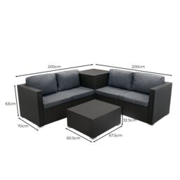 Monstershop Rattan Modular 6 Piece Furniture Set - Black - thumbnail 6