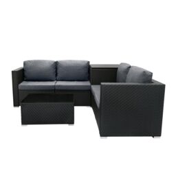 Monstershop Rattan Modular 6 Piece Furniture Set - Black - thumbnail 4