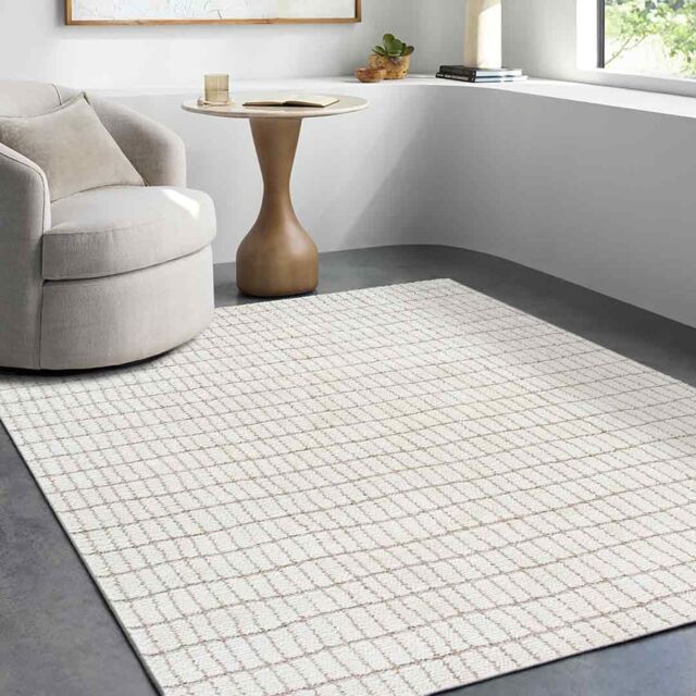 Livabliss Our Pnw Home-Cascade Ivory Brown Modern High Pile Living Dining Rug - Size: 160 cm x 215 cm - image 1