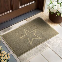 Nicoman Embossed PVC Spaghetti Embossed Star Door Mat in Beige - Size: 90 cm x 60 cm