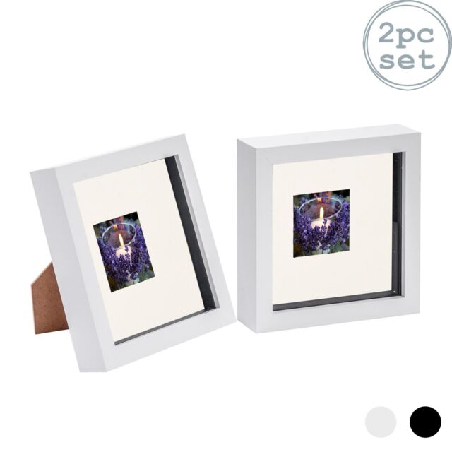 "Nicola Spring 3D Box Photo Frames - 6 x 6"" with 2 x 2"" Mount - White Mount - Pack of 2" - image 1