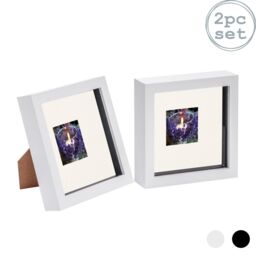 "Nicola Spring 3D Box Photo Frames - 6 x 6"" with 2 x 2"" Mount - White Mount - Pack of 2" - thumbnail 1