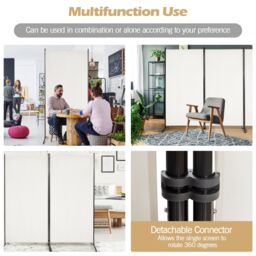 Costway 3 Panels Freestanding Room Divider Wall Folding Room Partition Separator Privacy in White - thumbnail 5