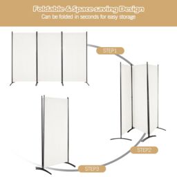 Costway 3 Panels Freestanding Room Divider Wall Folding Room Partition Separator Privacy in White - thumbnail 6