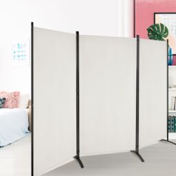 Costway 3 Panels Freestanding Room Divider Wall Folding Room Partition Separator Privacy in White - thumbnail 3