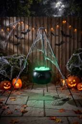 Living and Home Halloween Witch Cauldron on Tripod with Light Strip in Black - thumbnail 3