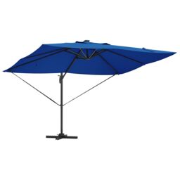 Berkfield Home Cantilever Roma Parasol with LEDs Azure Blue 352x251x265 cm Aluminium - Size: 352 x 251 x 265 cm - thumbnail 4