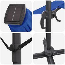 Berkfield Home Cantilever Roma Parasol with LEDs Azure Blue 352x251x265 cm Aluminium - Size: 352 x 251 x 265 cm - thumbnail 9
