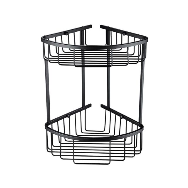 Nes Home Matte Black Corner Shower Caddy Double Shelf Basket Rack - image 1
