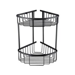 Nes Home Matte Black Corner Shower Caddy Double Shelf Basket Rack - thumbnail 1