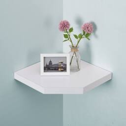 SPOT ON DEALZ Corner Floating Shelves White Wall Shelf Wooden Small Corner Shelf - thumbnail 2