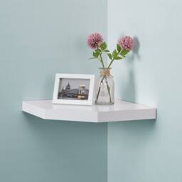 SPOT ON DEALZ Corner Floating Shelves White Wall Shelf Wooden Small Corner Shelf - thumbnail 1