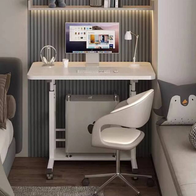 EONLION Height Adjustable Small PC Computer Desk in White - Size: 100 cm - image 1