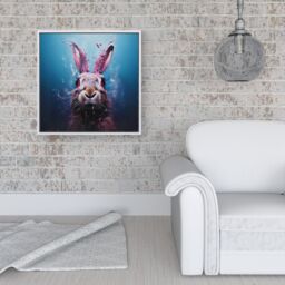 Warren Reed - Designer Rabbit Face Splashart Framed Canvas in Off-White - Size: w40 inch x h40 inch - thumbnail 2