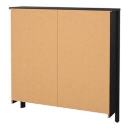 Wyld Haus Wyldberry Matt Black Shoe Cabinet 4 Flip Down Doors Leather Handles - thumbnail 6