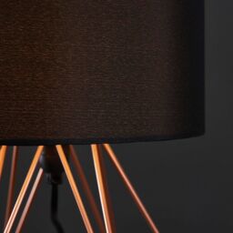 ValueLights Pair Of Modern Copper Metal Basket Cage Table Lamps With Black Fabric Shades - thumbnail 4