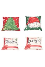 Living and Home Christmas Themed Decorative Pillow Case with Festive Motifs - thumbnail 1