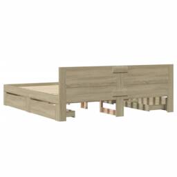 Berkfield Home Durable Bed Frame with Headboard Frame Sonoma Oak 180x200 cm Supe in Light Tan - Size: Super King - thumbnail 7