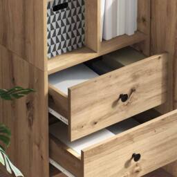 Berkfield Home Elegant Artisan Oak Shelving Unit Artisan Oak Engineered wood Medium in Brown - thumbnail 4