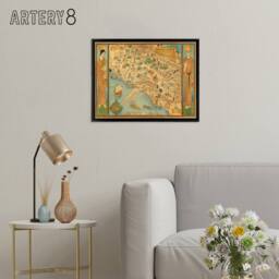 "Artery8 Map Ames 1929 Historic California County Framed Canvas Wall Art Print - Size: W12"" x H16""" - thumbnail 3