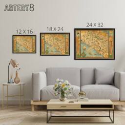 "Artery8 Map Ames 1929 Historic California County Framed Canvas Wall Art Print - Size: W12"" x H16""" - thumbnail 4