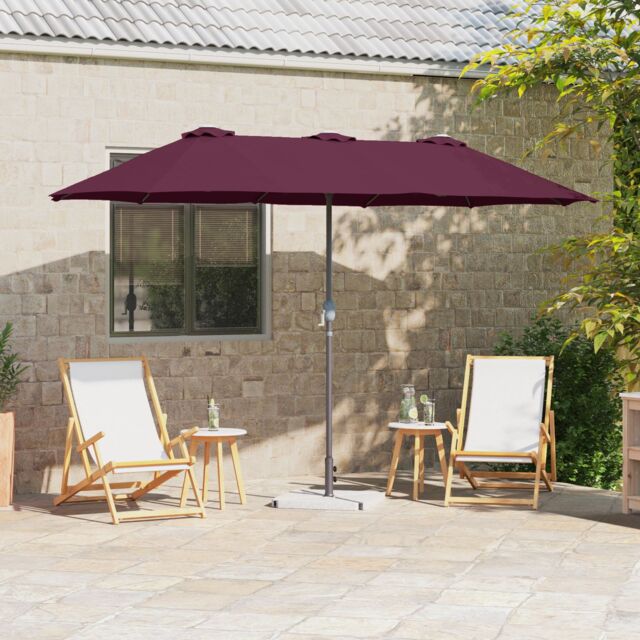 Berkfield Home Garden Parasol Folding Bordeaux red 380 x 196 x 235 cm - image 1
