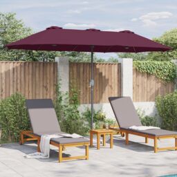 Berkfield Home Garden Parasol Folding Bordeaux red 380 x 196 x 235 cm - thumbnail 4