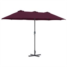 Berkfield Home Garden Parasol Folding Bordeaux red 380 x 196 x 235 cm - thumbnail 2