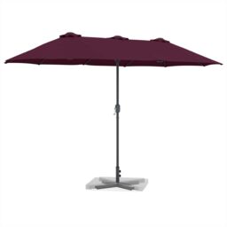 Berkfield Home Garden Parasol Folding Bordeaux red 380 x 196 x 235 cm - thumbnail 3