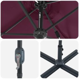 Berkfield Home Garden Parasol Folding Bordeaux red 380 x 196 x 235 cm - thumbnail 9