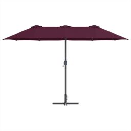 Berkfield Home Garden Parasol Folding Bordeaux red 380 x 196 x 235 cm - thumbnail 5