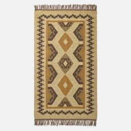 Homescapes Ravar Brown & Gold Kilim Wool Rug - Size: 120 cm x 170 cm - thumbnail 2
