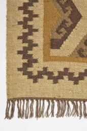 Homescapes Ravar Brown & Gold Kilim Wool Rug - Size: 120 cm x 170 cm - thumbnail 3