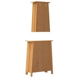 Berkfield Home 2 Piece Bathroom Furniture Set Solid Wood Pine in Brown - thumbnail 7