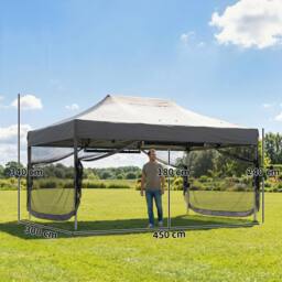 OUTSUNNY 3 x 4.5 m Pop Up Gazebo with Mesh, Heavy Duty Party Tent Marquee in Dark Grey - thumbnail 3