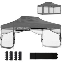 OUTSUNNY 3 x 4.5 m Pop Up Gazebo with Mesh, Heavy Duty Party Tent Marquee in Dark Grey - thumbnail 2