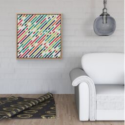 Warren Reed - Designer Coloured Diagonal Abstract Pattern Framed Canvas in Light Brown - Size: w40 inch x h40 inch - thumbnail 2