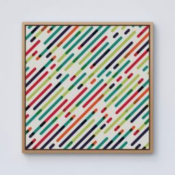 Warren Reed - Designer Coloured Diagonal Abstract Pattern Framed Canvas in Light Brown - Size: w40 inch x h40 inch - thumbnail 1