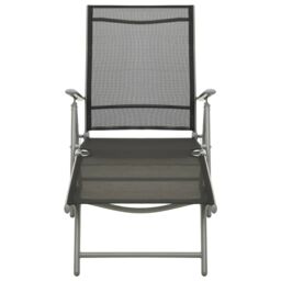 Berkfield Home 3 Piece Garden Lounge Set Textilene & Aluminium Silver in Black - thumbnail 4